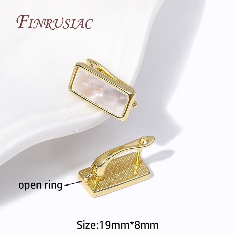 18K Gold Plated Shell Rectangle Earring Hooks for DIY Jewelry