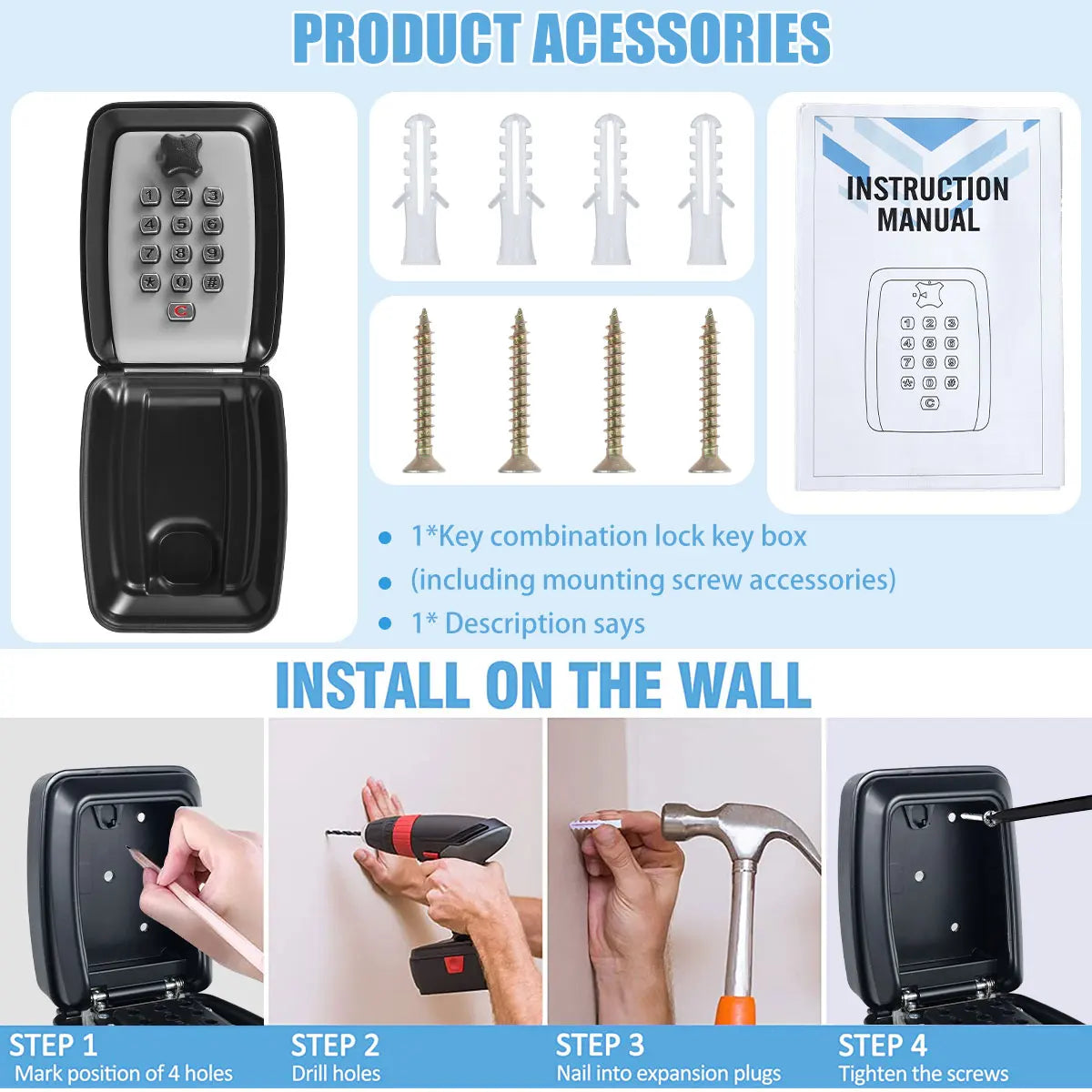 Wall Mount Combination Key Lock Box – Secure Key Storage