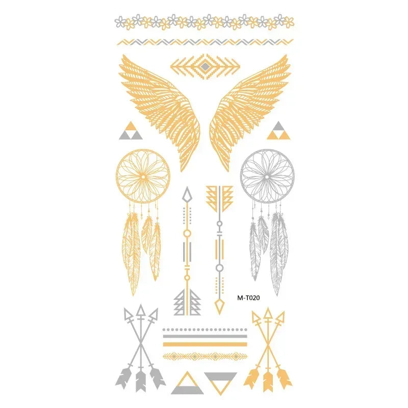 Gold Metallic Sun Moon Star Temporary Tattoo Stickers