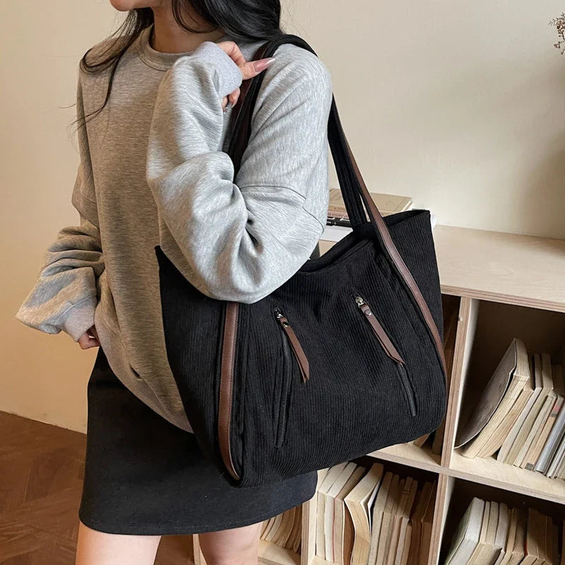 Nixie Corduroy Tote Bag – Large Women's Shoulder Commuter Bag