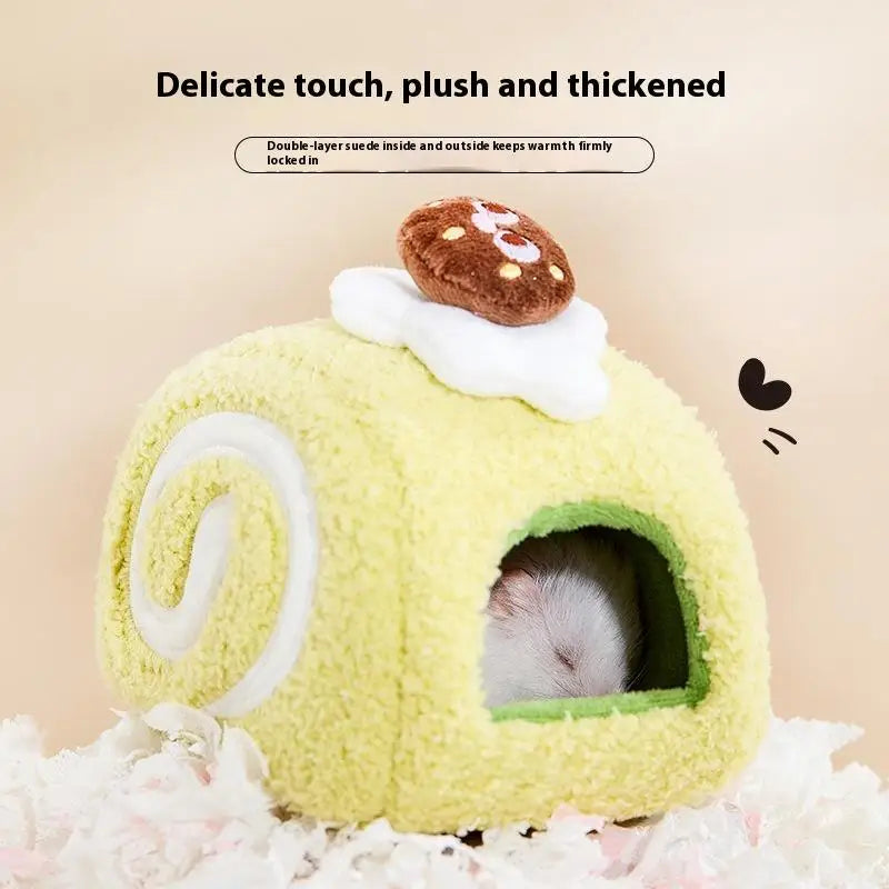 Cute Cake Plush Hamster House – Small Pet Nest & Hideout
