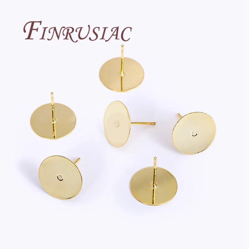50Pcs 18K Gold Plated Blank Stud Earring Bases – DIY Jewelry