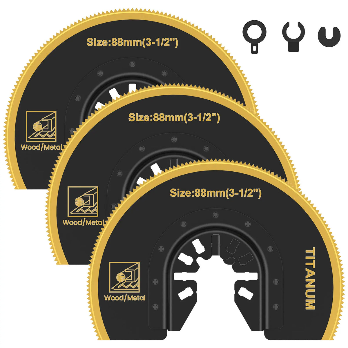 3Pcs Bi-Metal Titanium Oscillating Multitool Saw Blades 3.5"