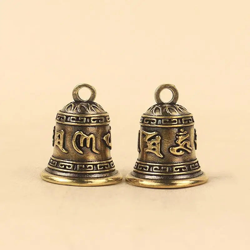 Retro Copper Mantra Bell Antique Engraved Pendant Charm