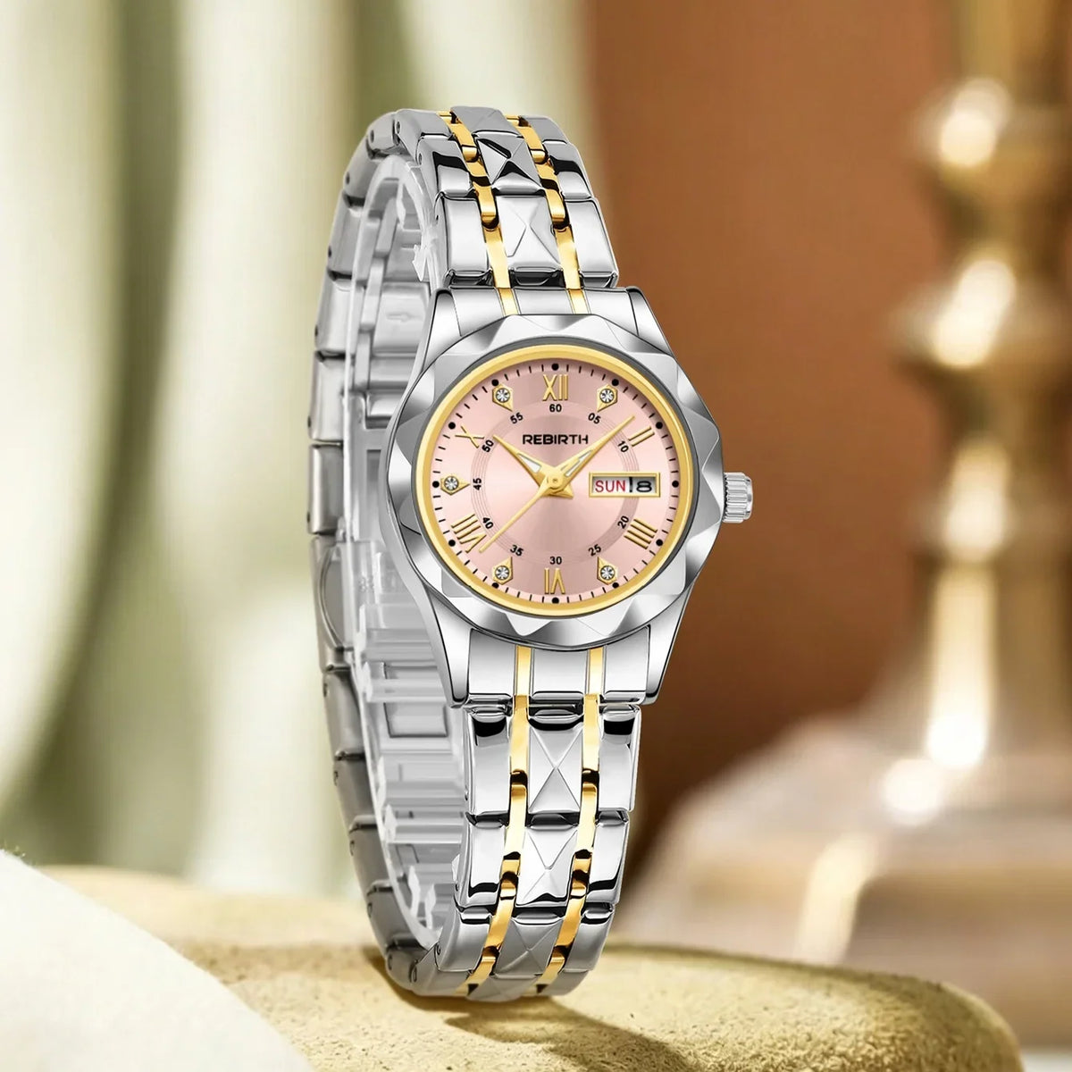 REBIRTH Women's Quartz Watch – Day & Date Display | Stylish