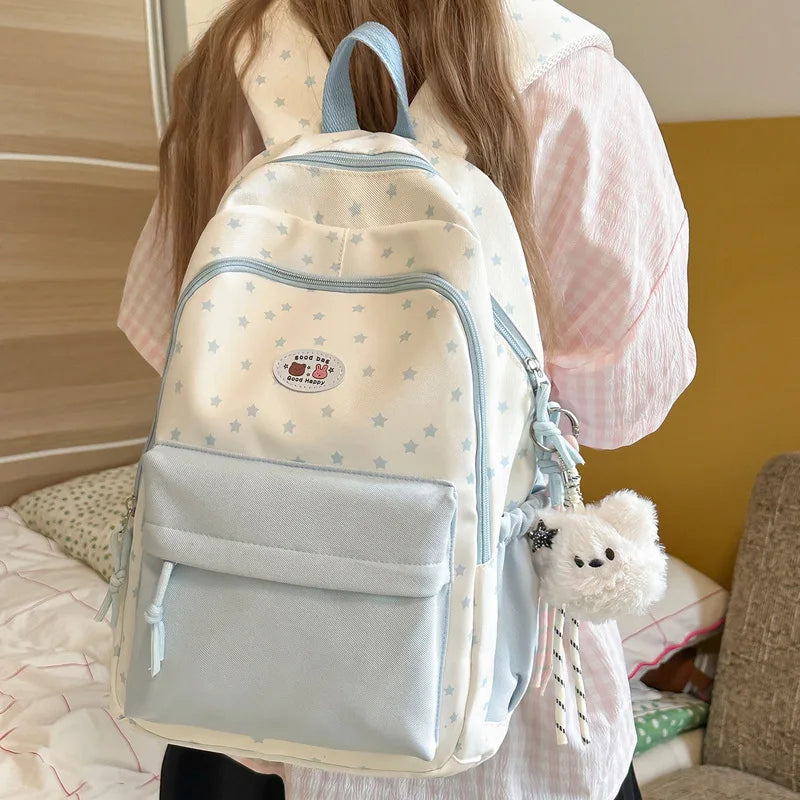 Nixie Girls Star Print Backpack – Large Capacity School Bag