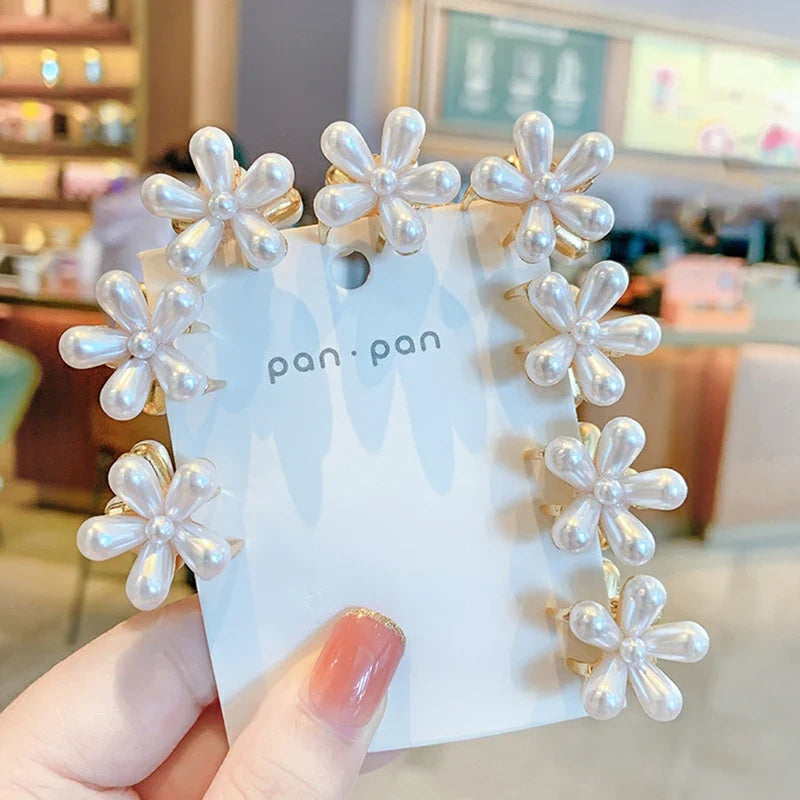 Pearl Camellia Hair Clip Set – Korean Floral Barrettes for Women