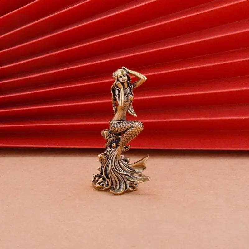 Mini Brass Mermaid Figurine Statue – Home Decor & Gift