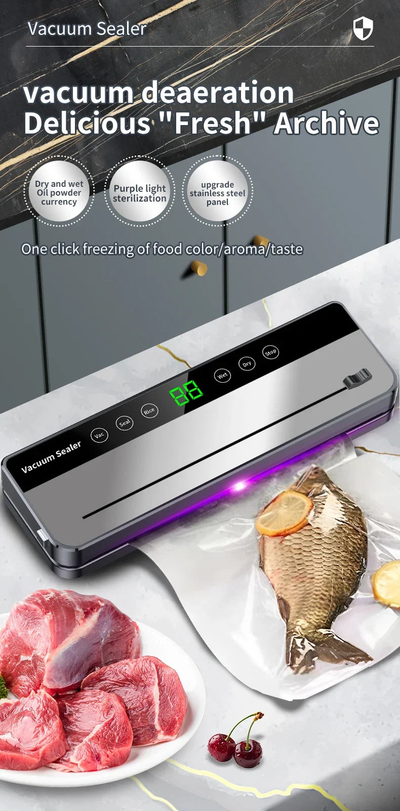 DUTRIEUX Automatic Vacuum Food Sealer with Bag Cutter | 65 kPa