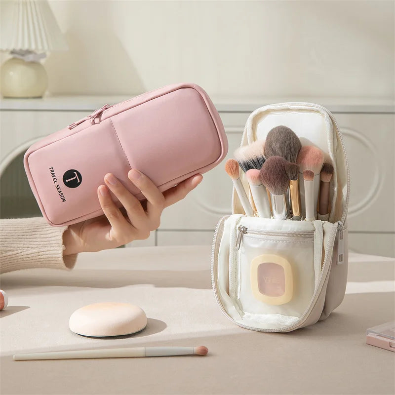 Standing Makeup Brush Organizer Bag | Waterproof Travel Holder