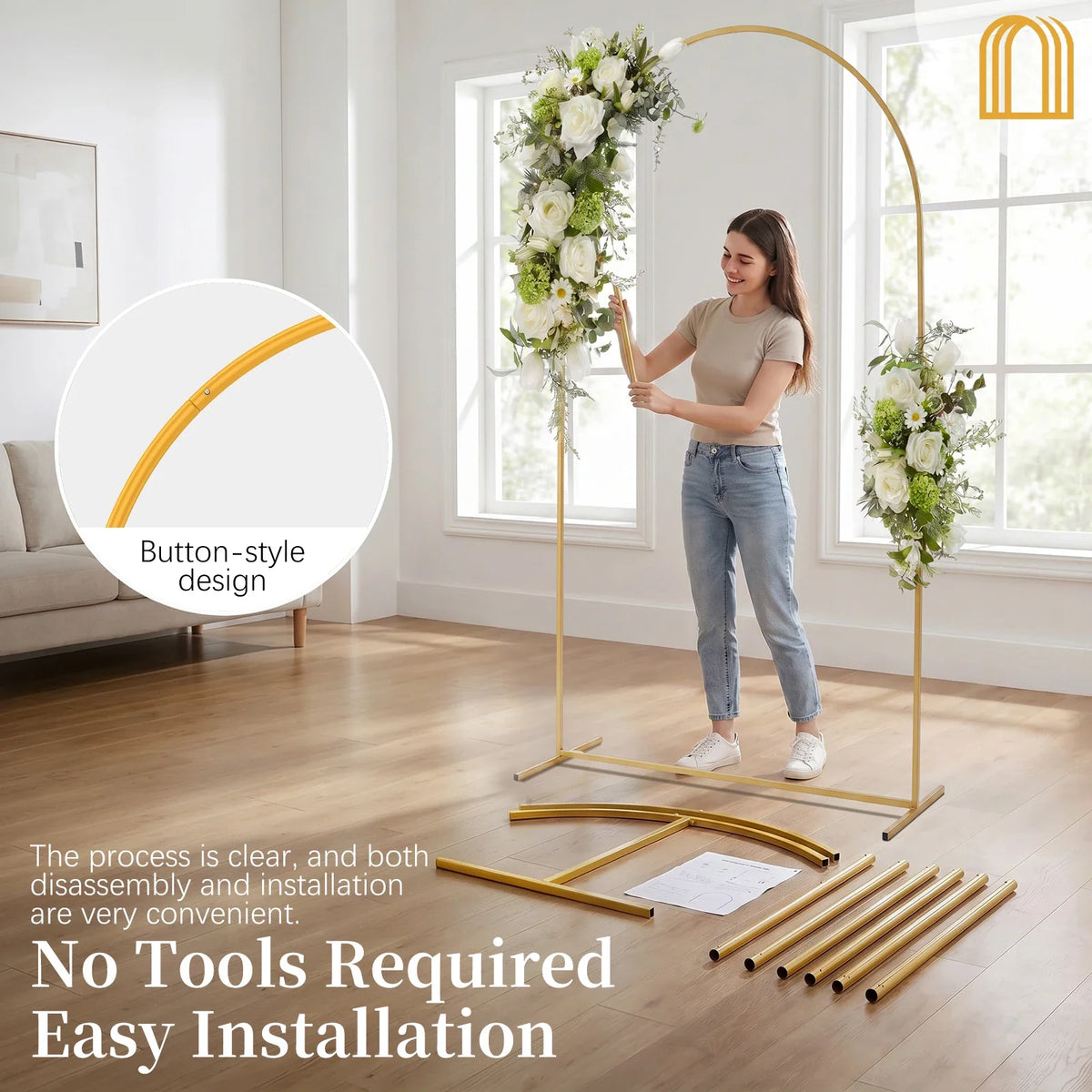 Gold Metal Wedding Arch Stand | Balloon Backdrop Frame