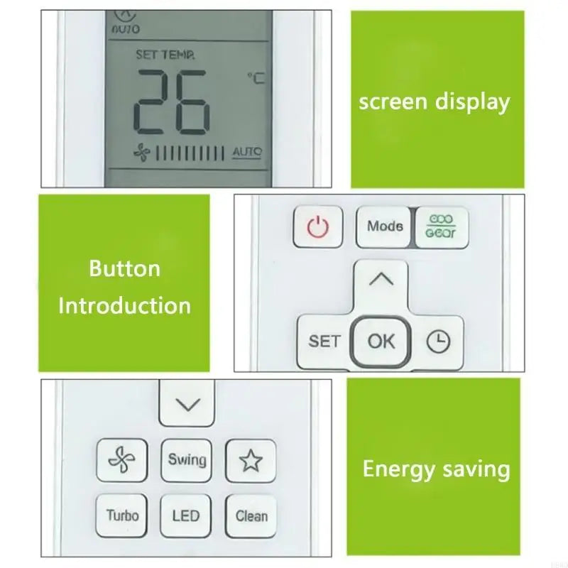 RG15B Replacement AC Remote – LCD Display & English Controls