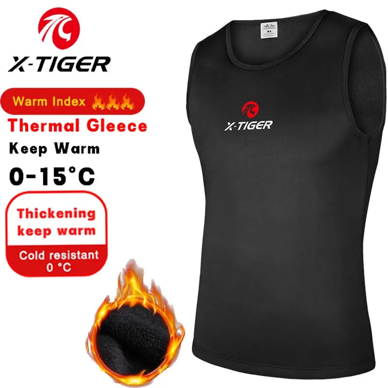 X-TIGER Men's Fleece Cycling Vest – Winter Base Layer