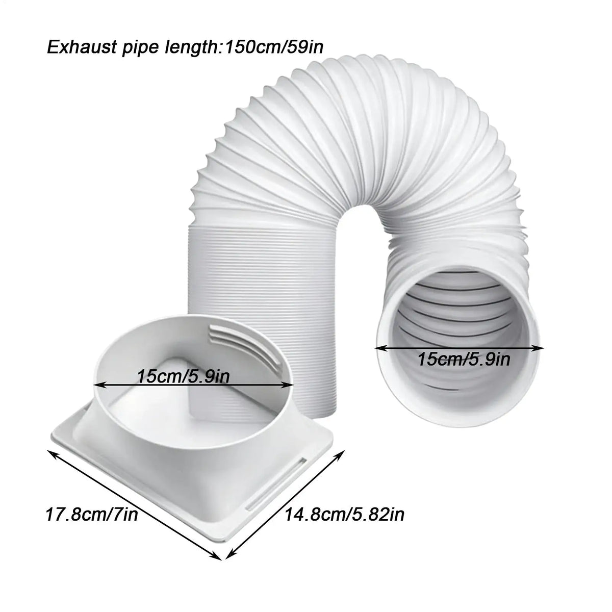 Portable AC Exhaust Hose | Adjustable Length & Square Connector