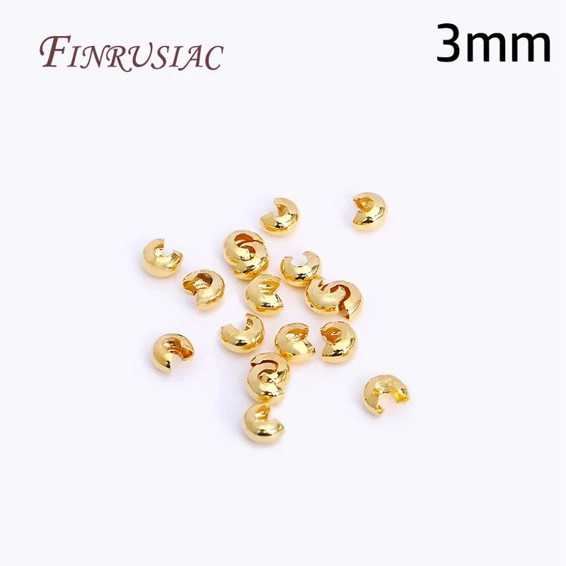 50Pcs 18K Gold Plated Crimp Beads & Covers | DIY Jewelry Findings