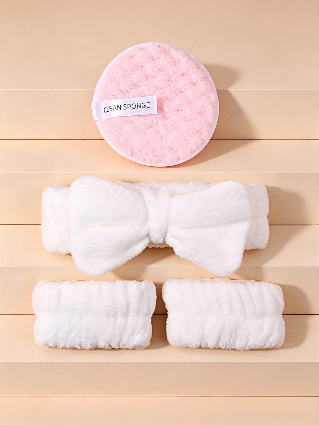 Spa Skincare Set – Bow Headband, Wristbands & Reusable Pads