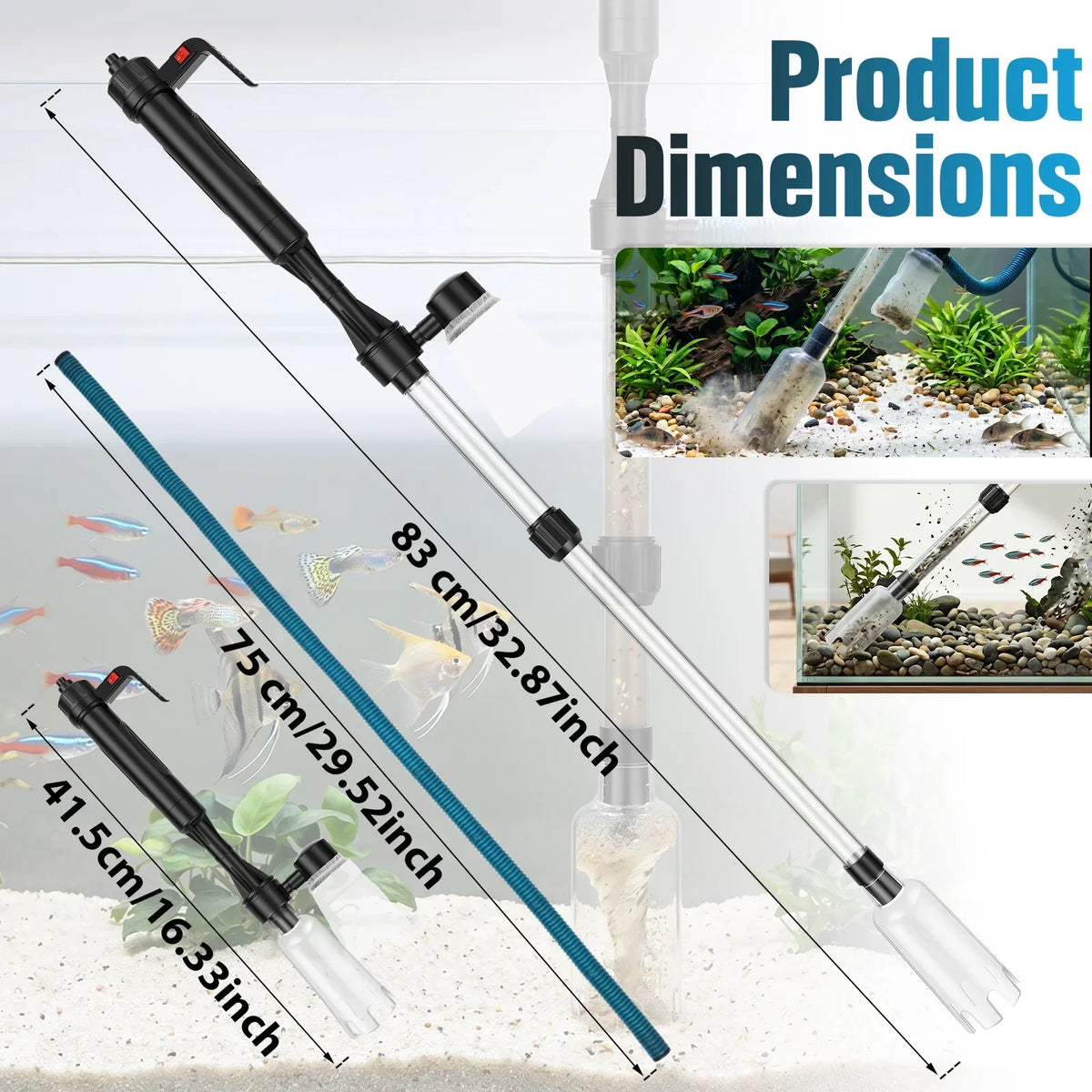 3-in-1 Electric Aquarium Vacuum Gravel Cleaner & Water Changer