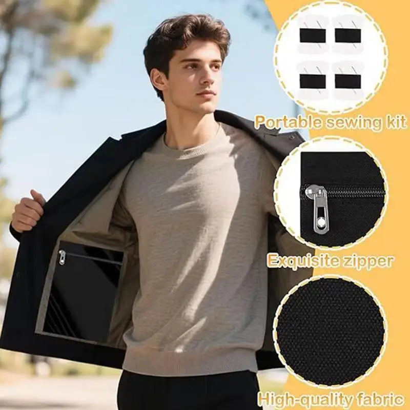 Sew-In Hidden Zipper Pocket for Jackets & Coats