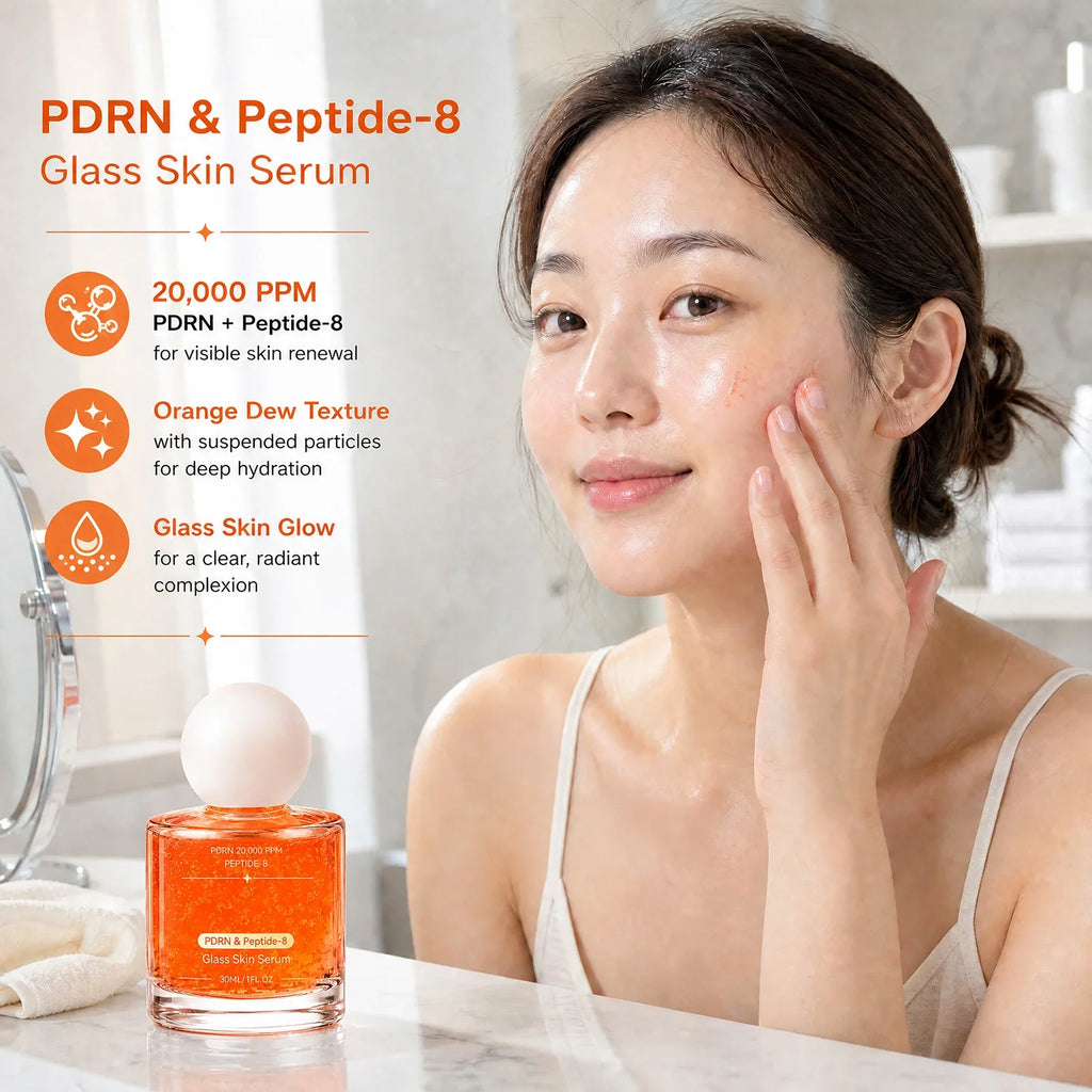 PDRN & Peptide-8 Glass Skin Serum | Shimmer Facial Essence