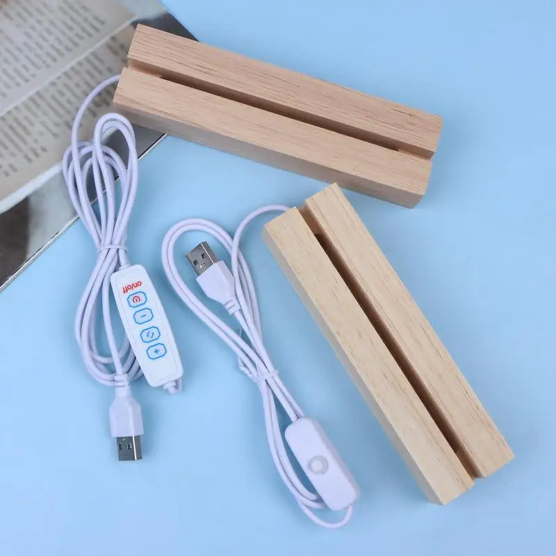 LED Wooden Night Light Base USB Powered for Glass & Resin Art