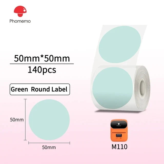 Phomemo M110 M200 M221 Clear Round Thermal Labels 1.57"