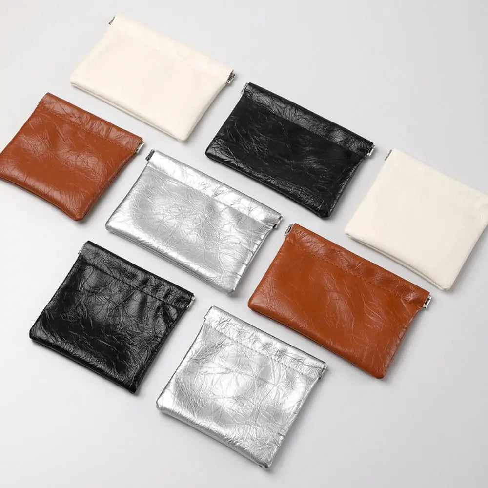 Waterproof PU Leather Coin Purse – Auto-Closure Mini Bag