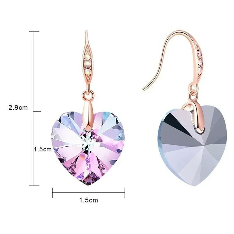 Vintage Geometric Pink Crystal Dangle Drop Earrings