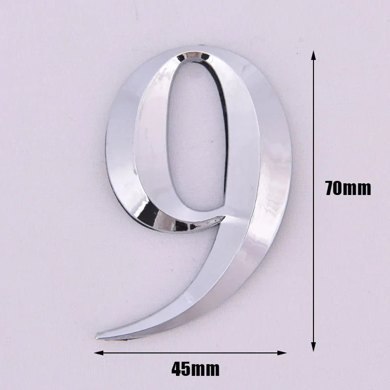 Self-Adhesive Chrome House Door Number Sign Sticker 7x4.5cm