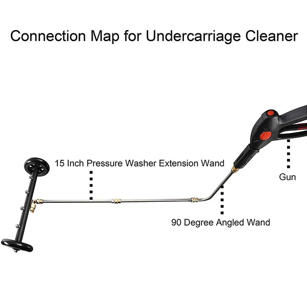 16" Undercarriage Pressure Washer Water Broom + 3 Wands