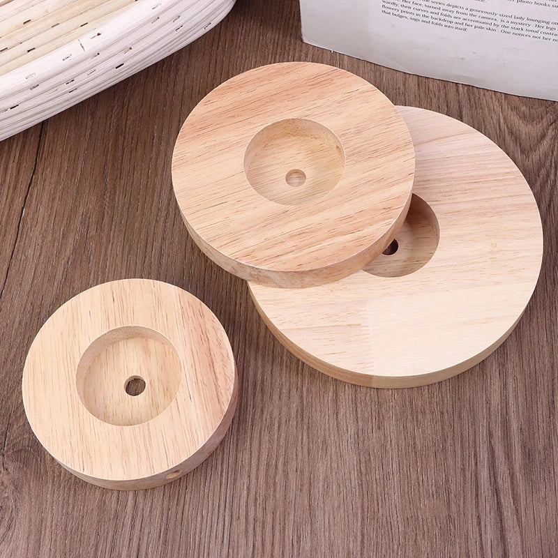Round Solid Wood Table Lamp Base – 10cm 12cm 15cm DIY Stand