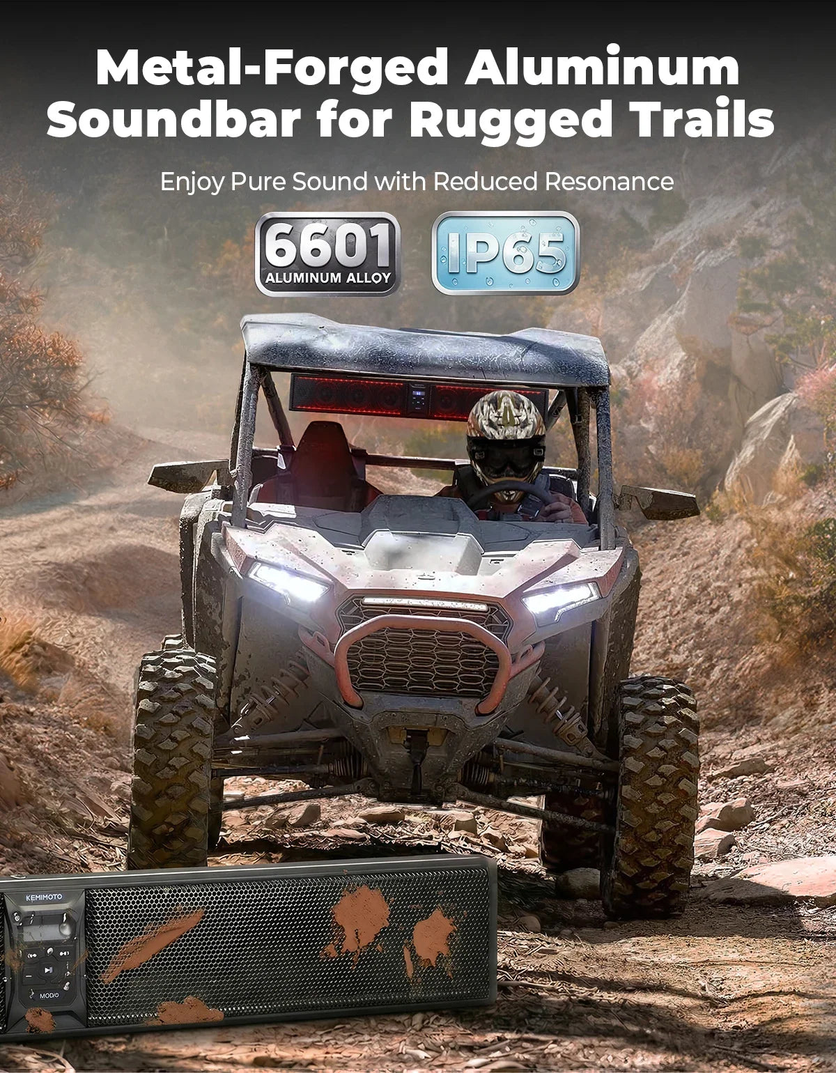 UTV RGB Sound Bar Bluetooth 5.0 | Fits 1.75–2.25" Roll Bars