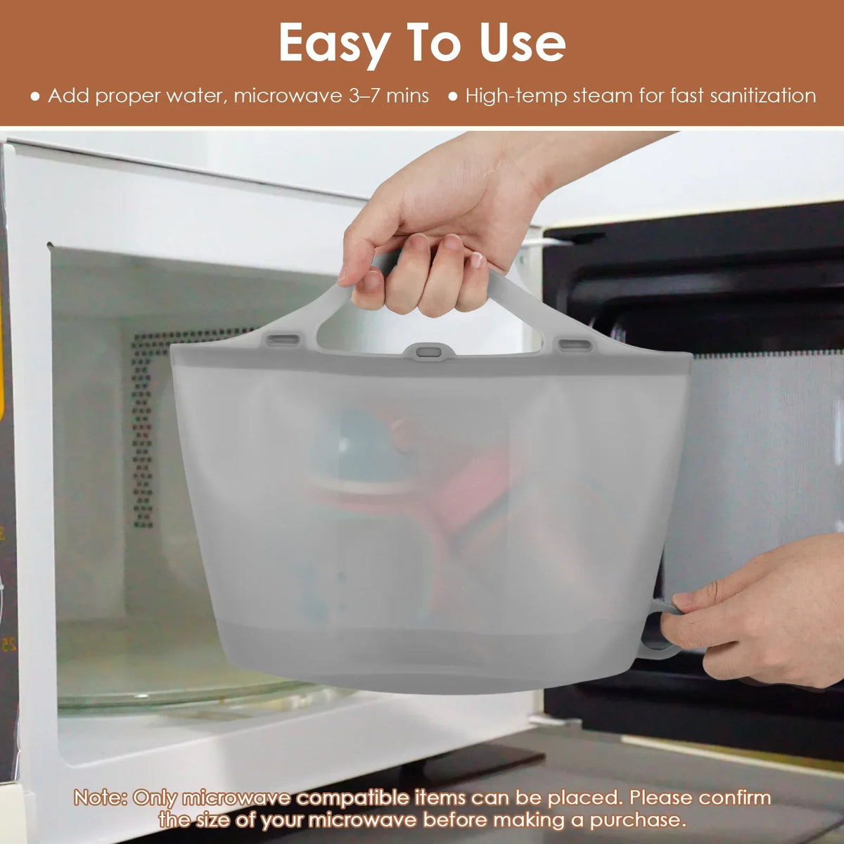Reusable Silicone Microwave Steam Sanitizing Bag for Baby