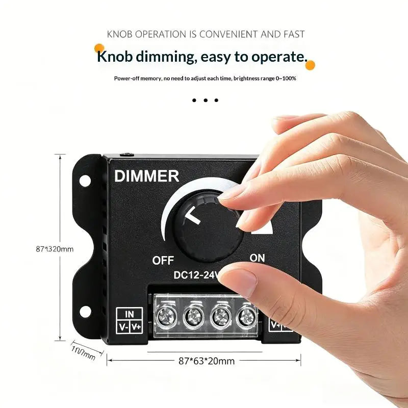 DC 12V 24V 30A PWM LED Dimmer Controller Rotary Knob
