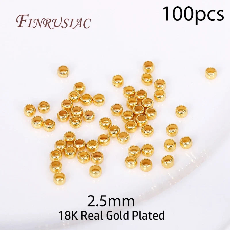 18K Gold Plated Crimp Beads, End Caps & Lobster Clasps