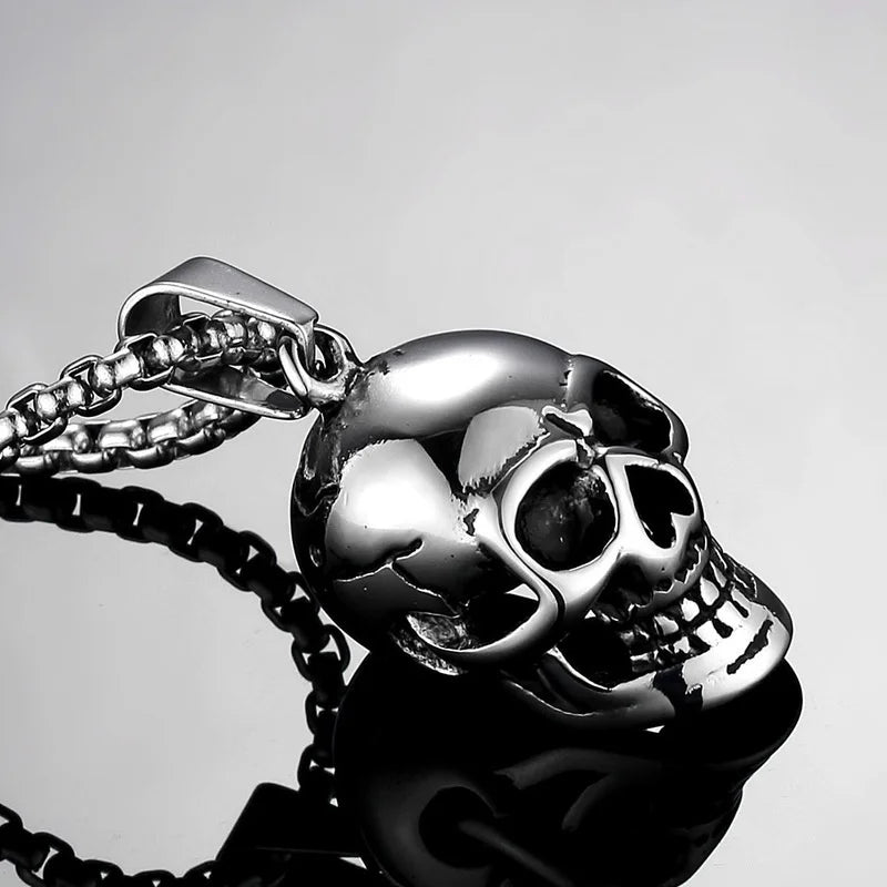 Punk Skull Pendant Necklace | Gold Silver Black Hip-Hop Chain