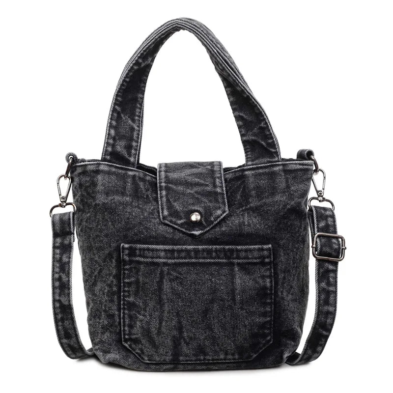 Denim Vintage Bucket Bag for Women – Casual Daily Handbag