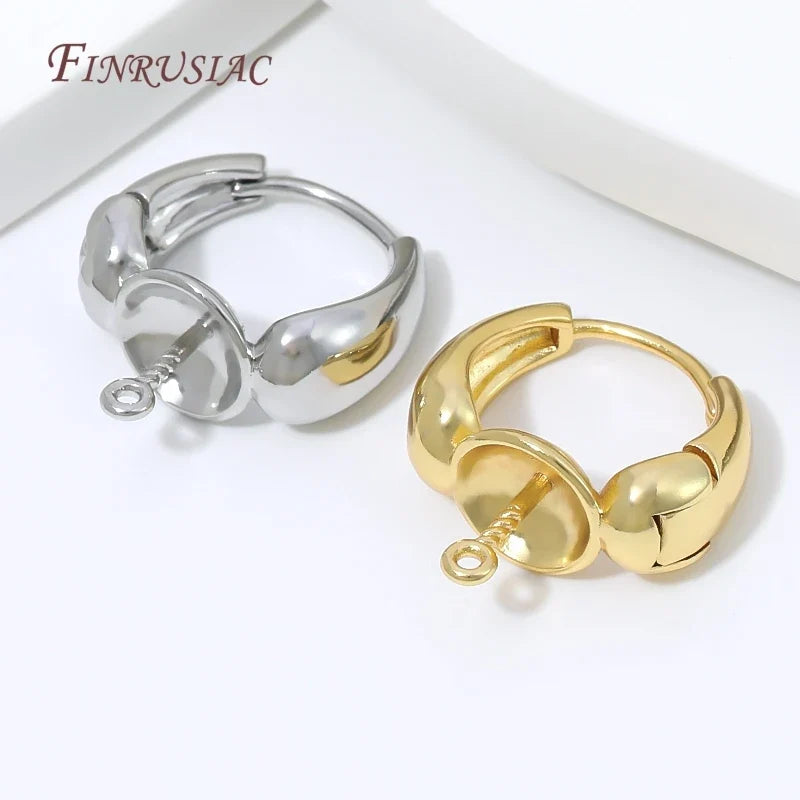 18K Gold Plated Water Drop Huggie Earring Clasp – Pearl Post