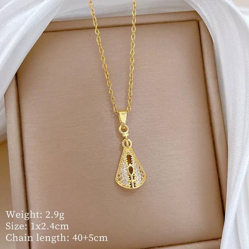 Geometric Pendant Necklace Gold Stainless Steel Clavicle Chain