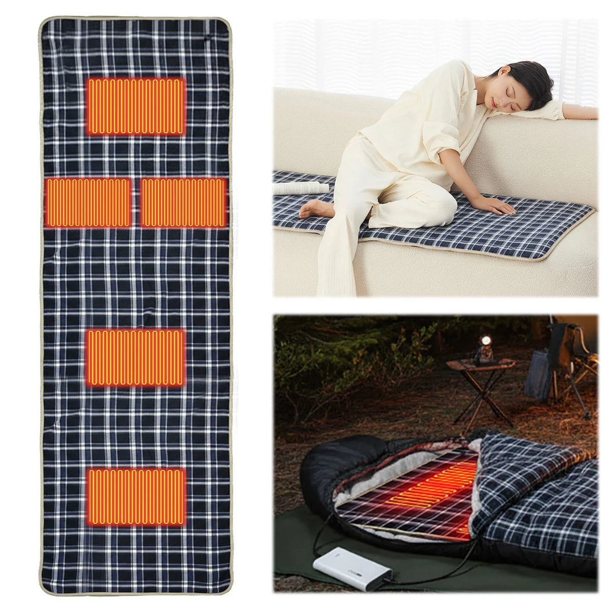 USB Heated Camping Sleeping Mat | 5-Zone Warmth, Waterproof