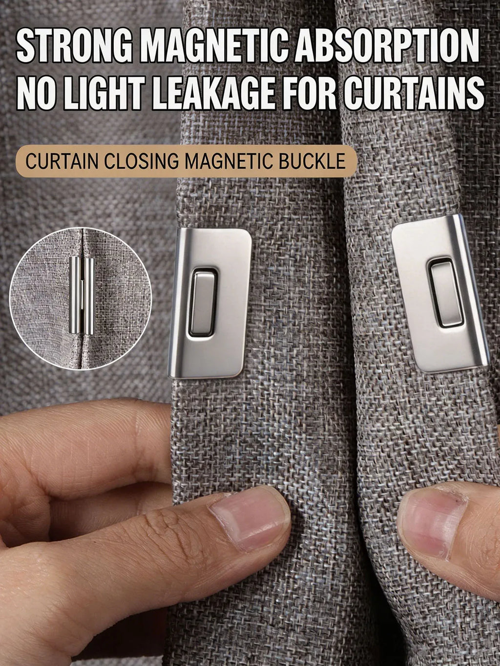 Magnetic Blackout Curtain Clips No-Drill Light Block 2pcs