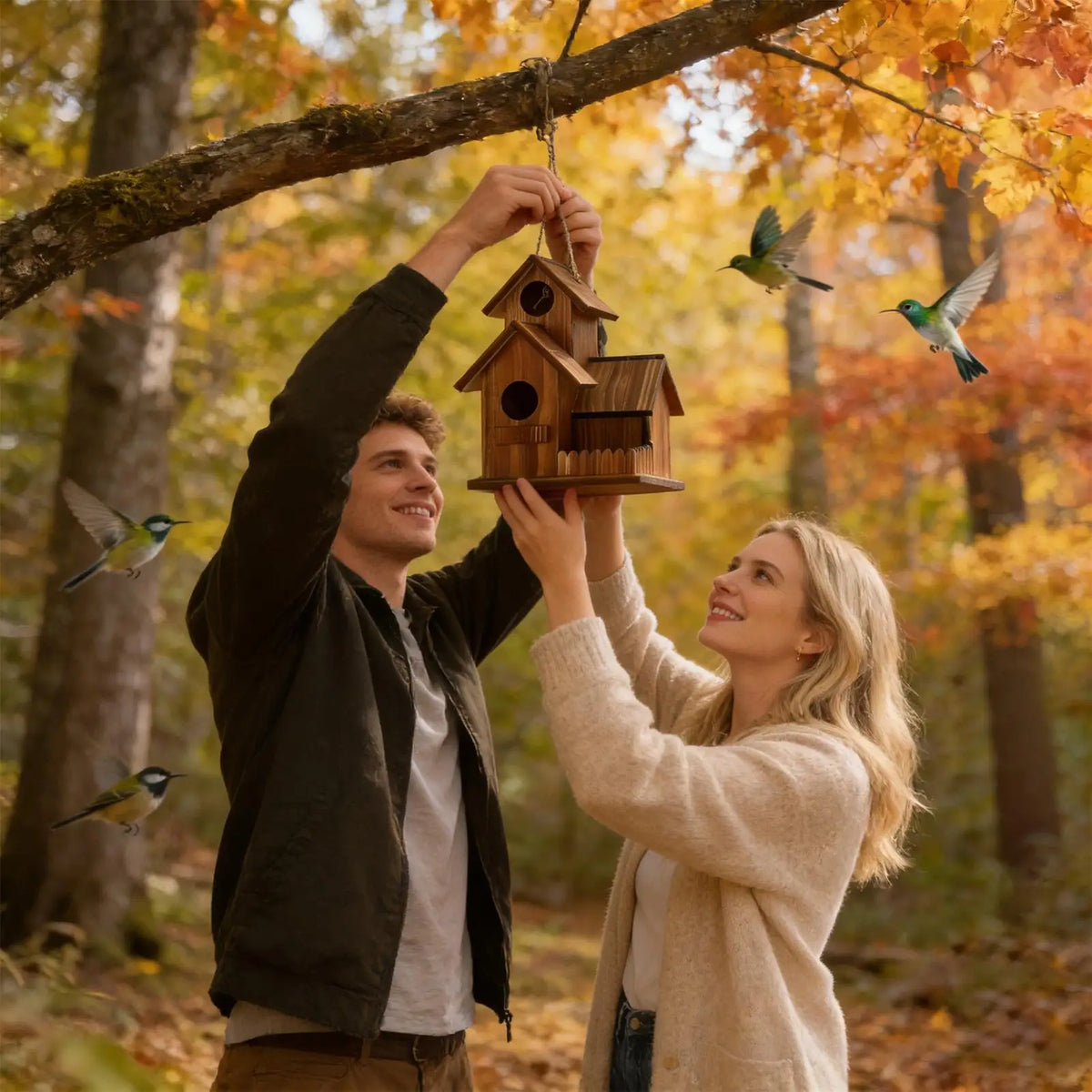 Wooden Squirrel Feeder – Outdoor Chipmunk Feeding Station
