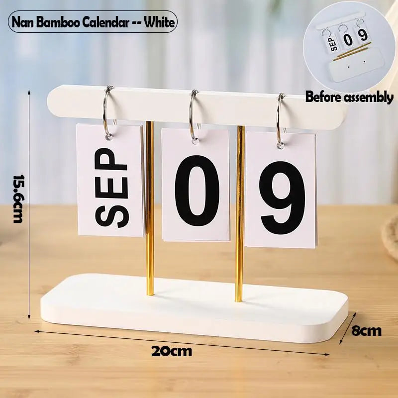 Flip Perpetual Desk Calendar – Minimalist ABS Desktop Ornament