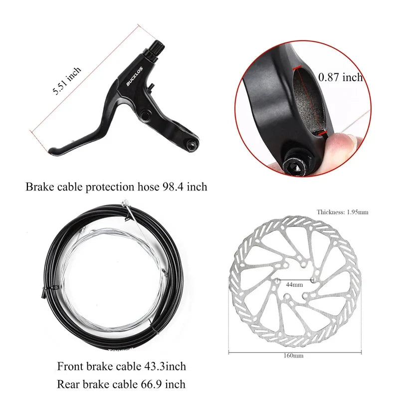 BUCKLOS MTB Disc Brake Set – Caliper, Lever, Rotor & Cable