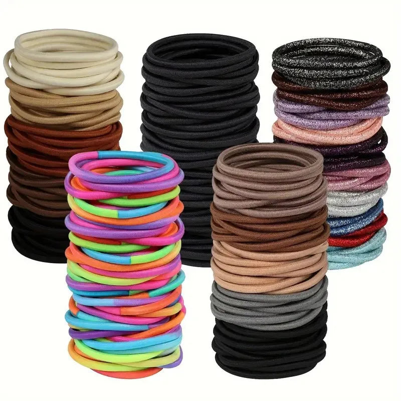 50pcs 4MM Black Elastic Hair Bands Ponytail Holders | Pack