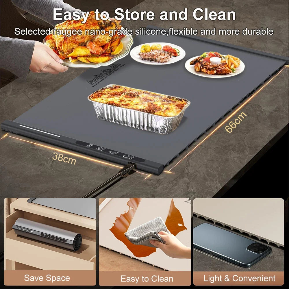 Raugee Foldable Electric Food Warming Tray | 8 Temps & Timer