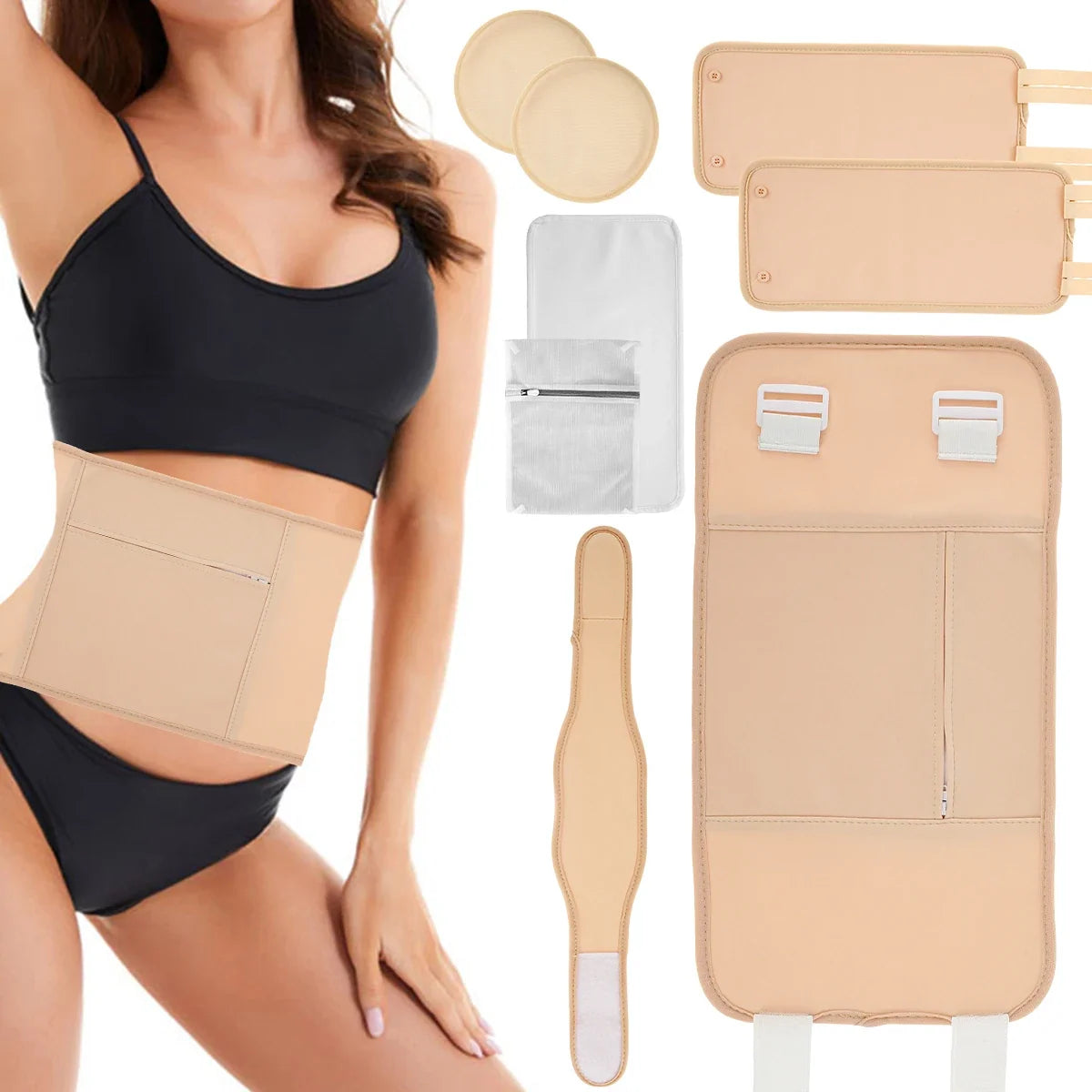 Reusable Castor Oil Pack Wrap Kit – Adjustable Waist & Neck