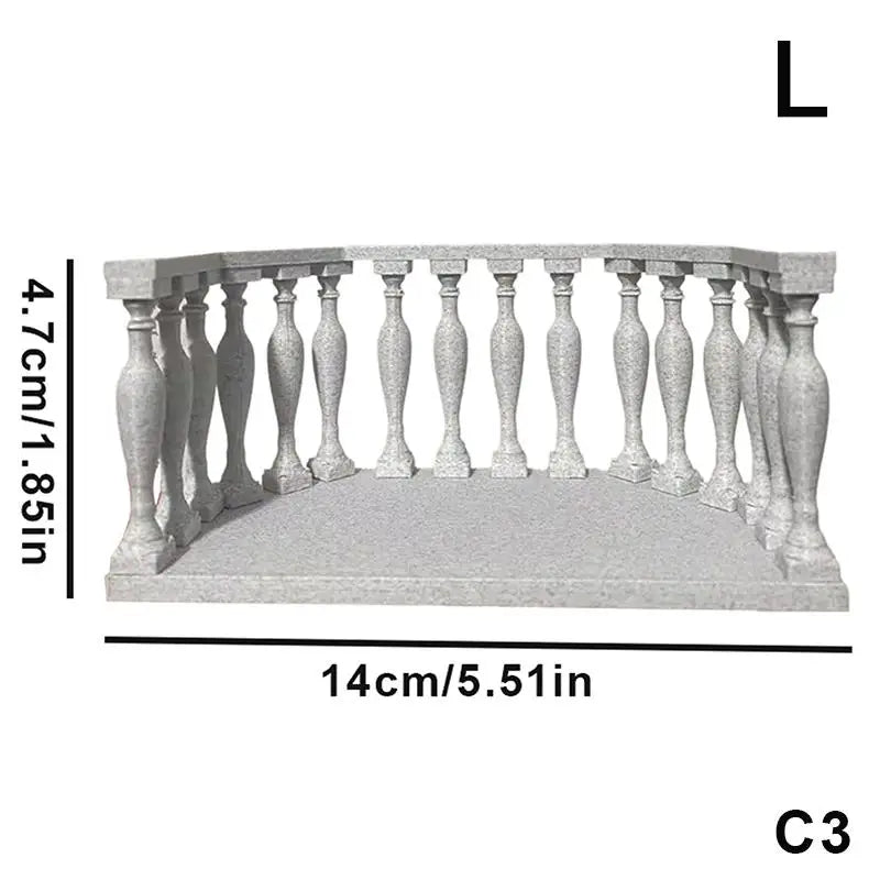 Miniature Dollhouse Balcony with Railing – European DIY Decor