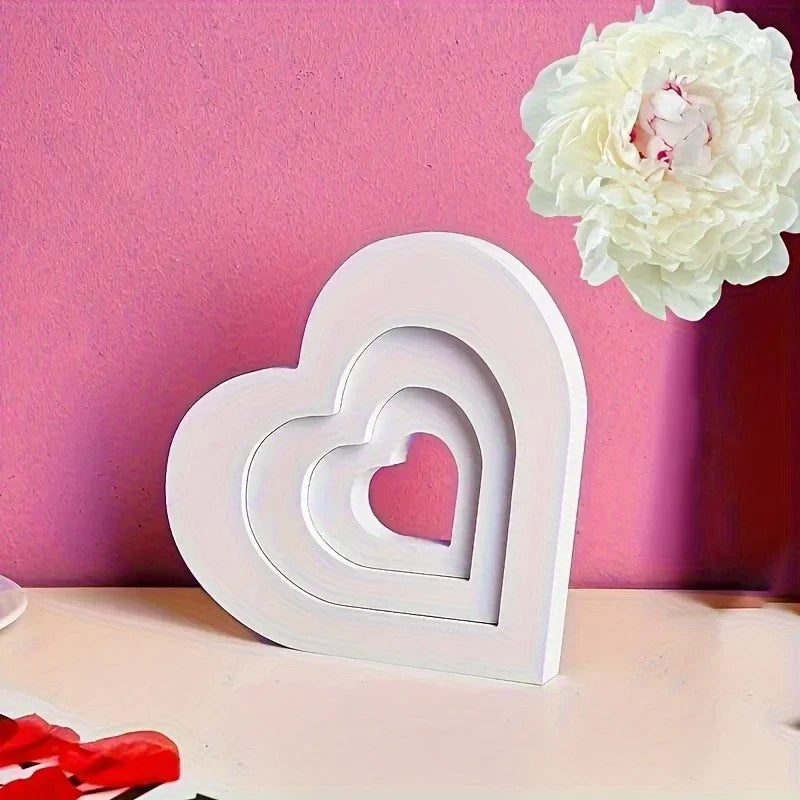 3Pcs White Heart Shaped PVC Decorations – Minimalist Décor