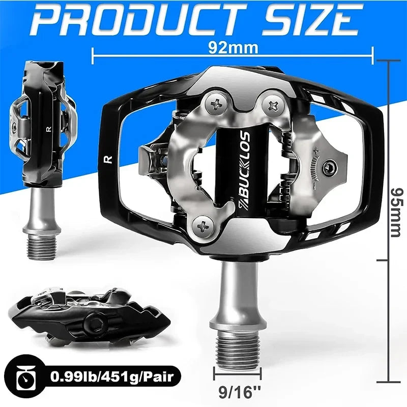 BUCKLOS MTB Self-Locking Pedals SPD Compatible Cleat Pedals
