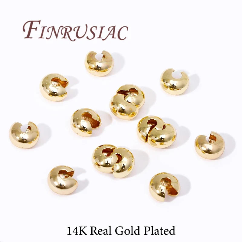 14K Gold Plated Brass Crimp End Beads – DIY Jewelry Spacers